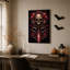 Art mural sur toile Halloween, crâne noir et serpents en fleurs rouges-1068182273
