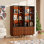 63 tablettes en verre à finition noyer à 3 niveaux de 63 po avec 2 tiroirs pour objets de collection, armoire vitrée en bois de style Mid-Century avec rangement et portes en verre, huche brune avec éclairage pour le salon et la cuisine, paquet de 2