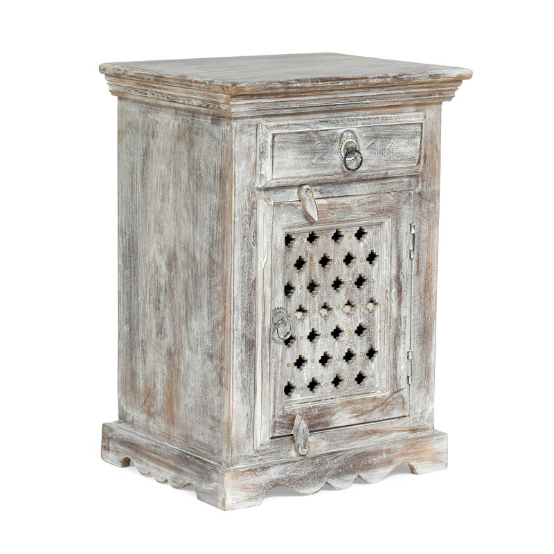 Table de chevet en bois avec 1 tiroir et 1 porte