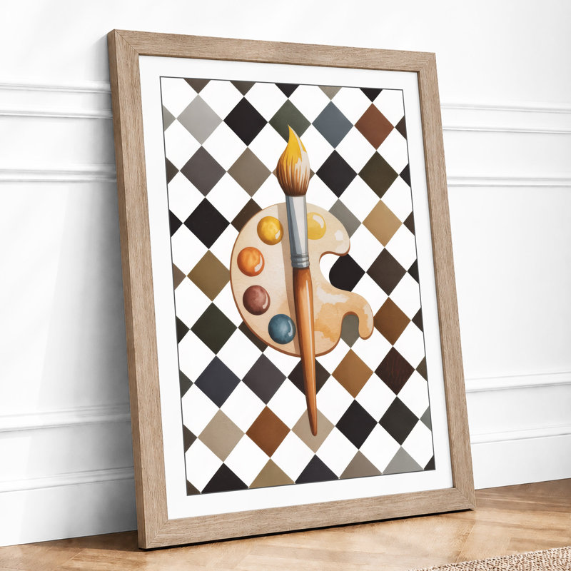 Artist's Palette in Repose Geometric - Framed Print, Oak, A3 - 42.0 x 29.7 cm