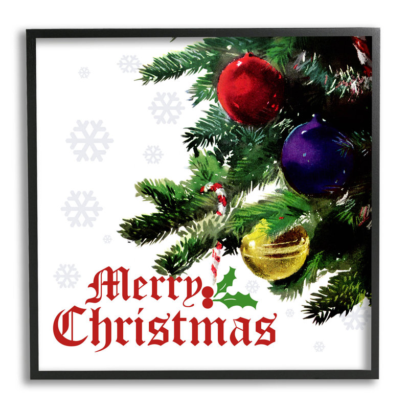 «Merry Christmas Snowflake» par Giclée, Giclée encadrée noir minuit, H 17 po x l 17 po x P 1,5 po