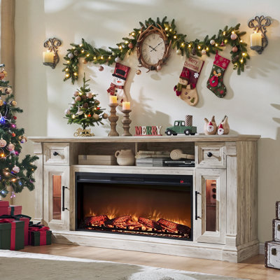 Diamandi Wood TV Stand with Fireplace