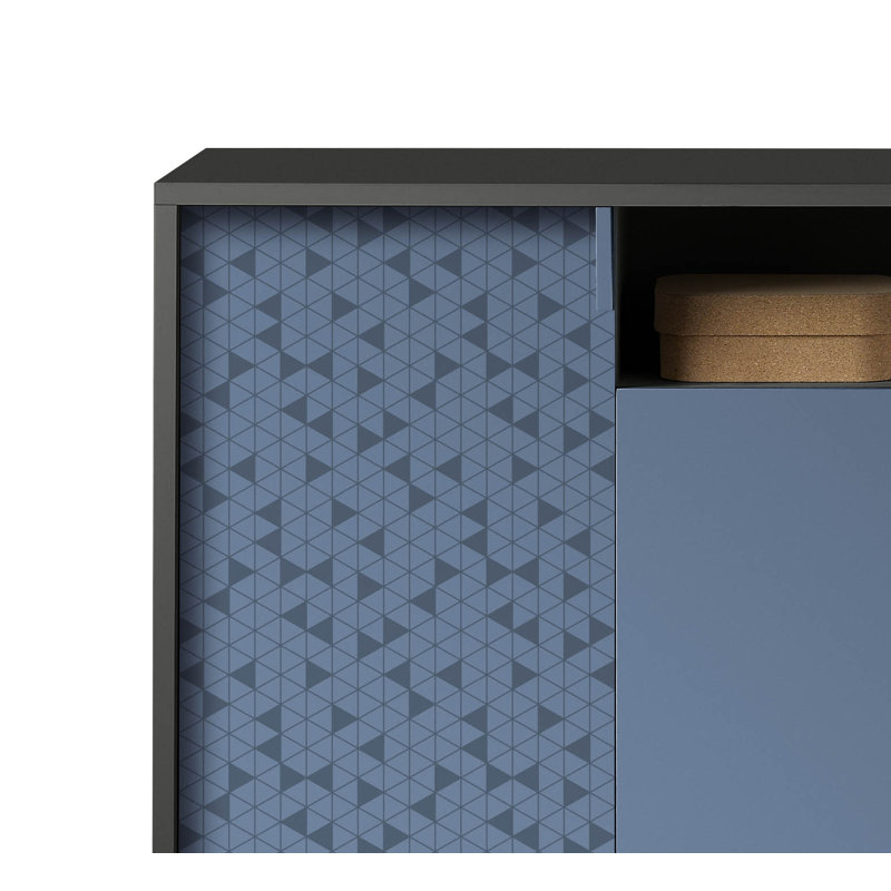 16 Pair Shoe Storage Cabinet, Black/Blue