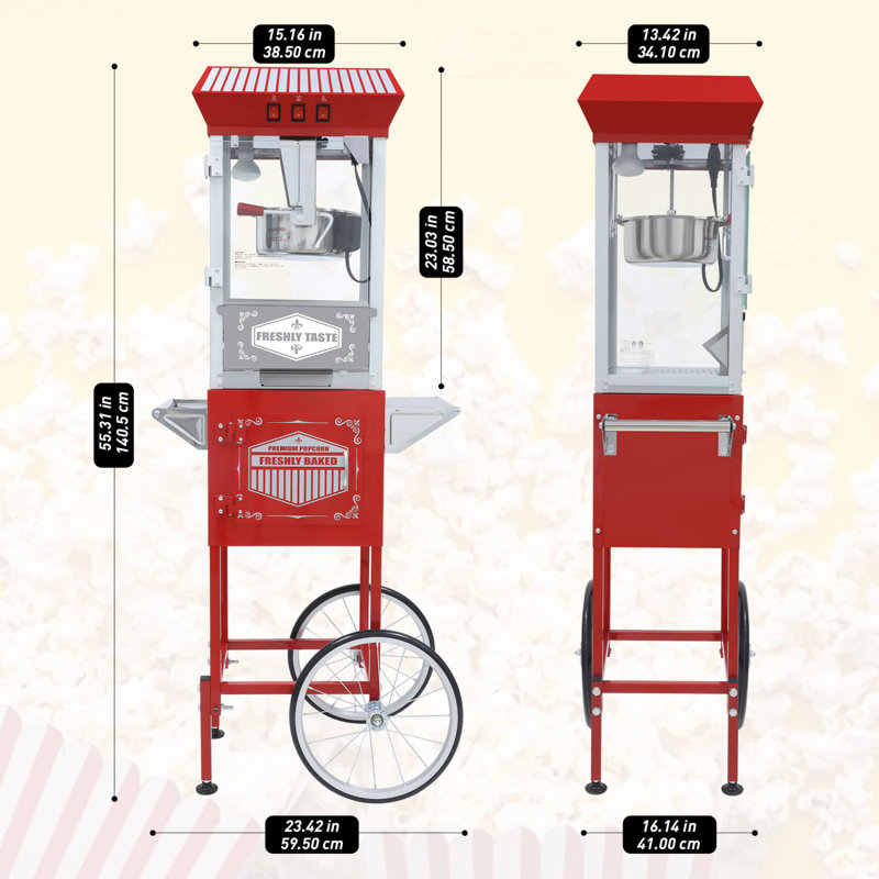Movie Theatre-Style Popcorn Maker with Cart and 12-Ounce Kettle