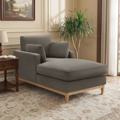 Chaise longue en tissu velours Searle Pierre