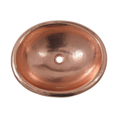 Lavabo de salle de bain ovale encastré en cuivre martelé à la main Rolled Classic