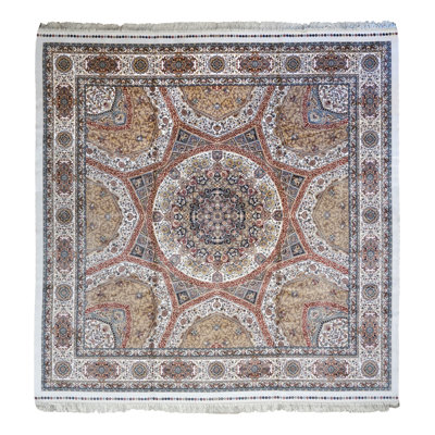 8X8 Square Hereke Tufted Silk Area Rug