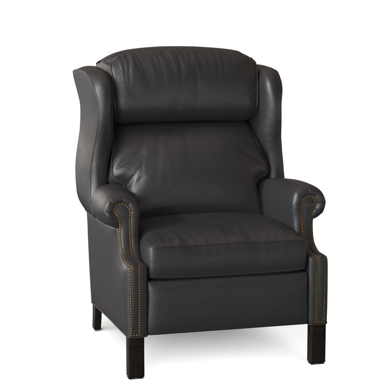 Chippendale Recliner, Outsider Raven Genuine Leather, Cobblestone, #9 French Natural