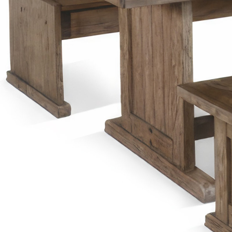 Yael 4Pc Corner Breakfast Nook Set, Brown Dining Table Corner Bench