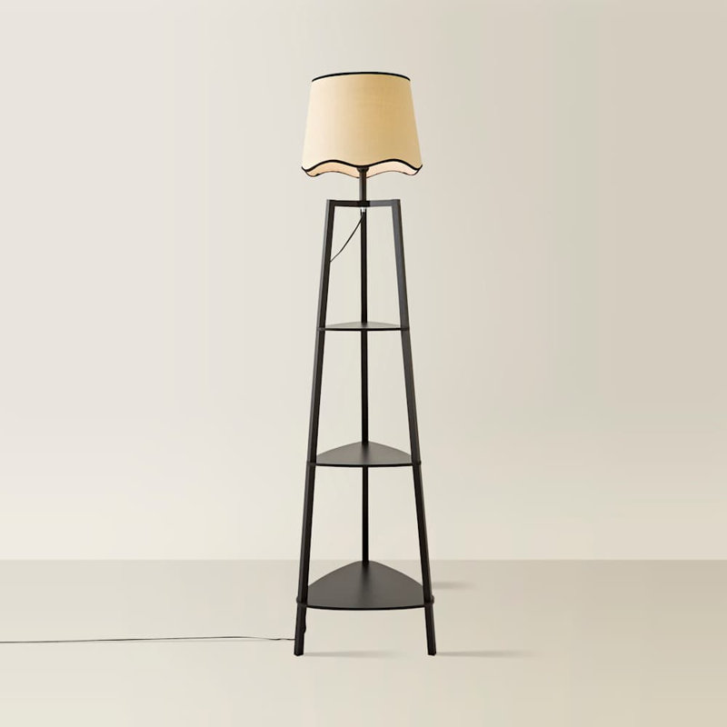 Arleigh 156.2cm Traditional Floor Lamp, Black, No, Natural/Black