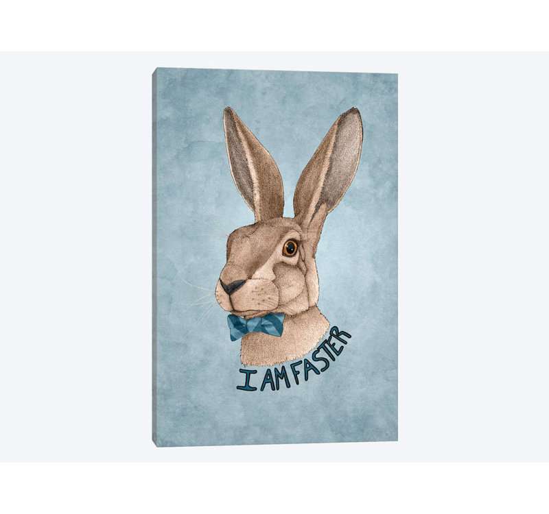 « mr. lièvre is plus rapide » par barruf, impression sur toile tendue, H 40 po x l 26 po x P 1,5 po, Pas de tapis