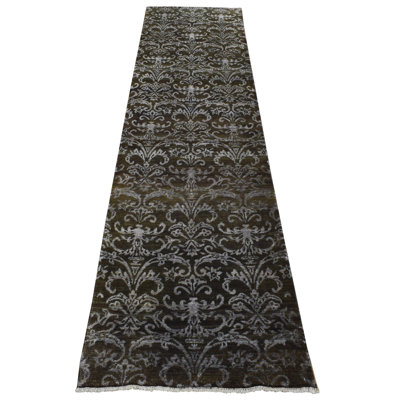 Lambeth One-of-a-Kind 2'4" X 9'8" New Age Runner Silk Area Rug Green