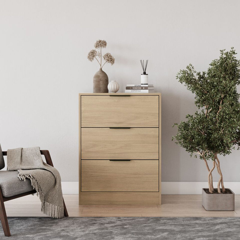 Amitabh Solid Wood 60cm W 3 - Drawer Chest of Drawers, Oak
