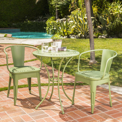Ensemble bistro en métal 3 pièces, fer, extérieur, résistant à l'eau, hauteur 75 cm, largeur 62,5 cm, 15,3 kg, table et chaises.