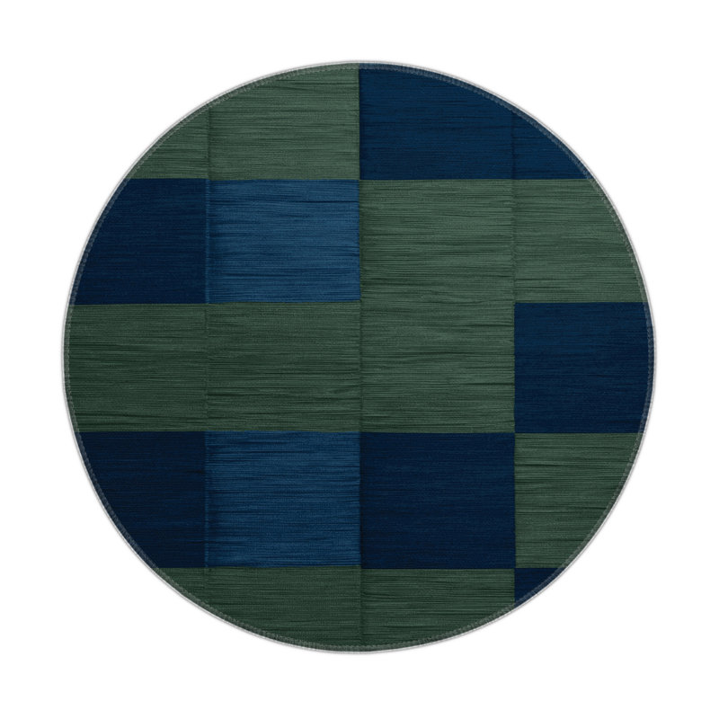 Tapis d'intérieur et d'extérieur à carreaux vert, Rond 5 pi
