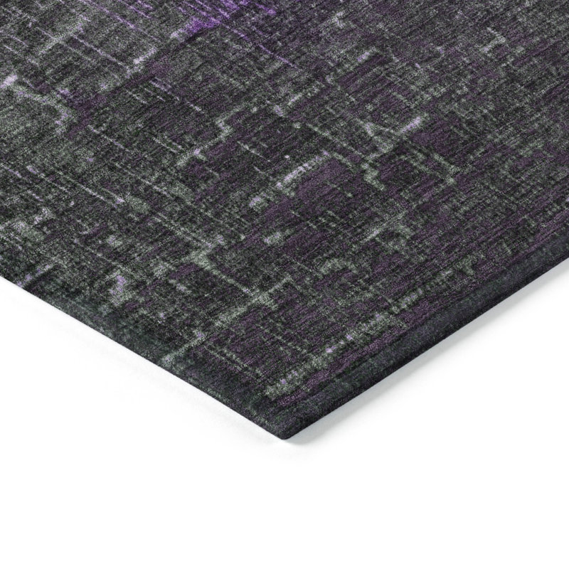 Purple Ombre Flat Woven Synthetic Washable Area Rug 3' x 5'