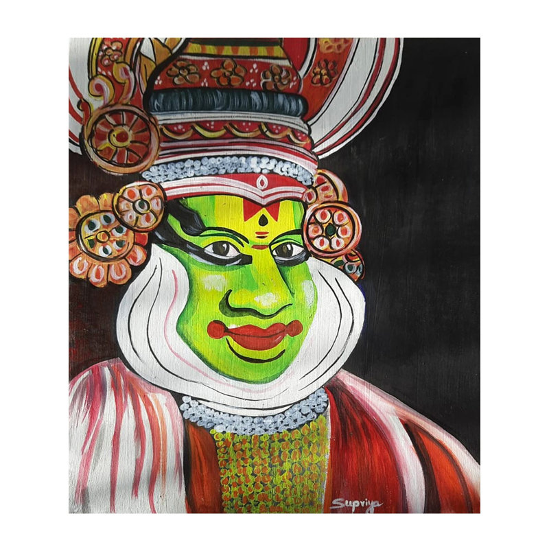 Expressions du visage de Kathakali | Acrylique sur toile | Par Supriya Jammalamadaka
