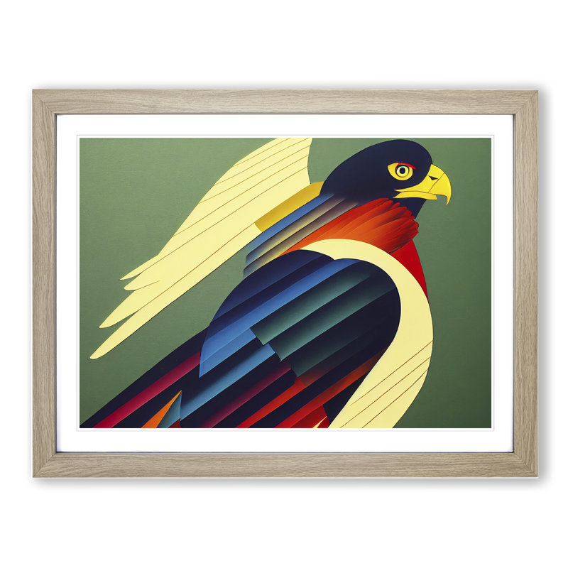 Abstract Eagle Bird Vol.1 - Framed Print, 34cm H x 46cm W x 2cm D, Oak