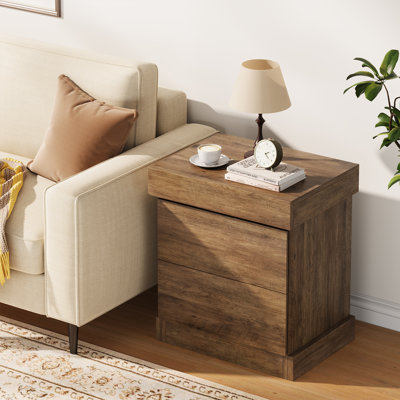 3 Drawers Nightstand With Hidden Storage, Farmhouse End Table