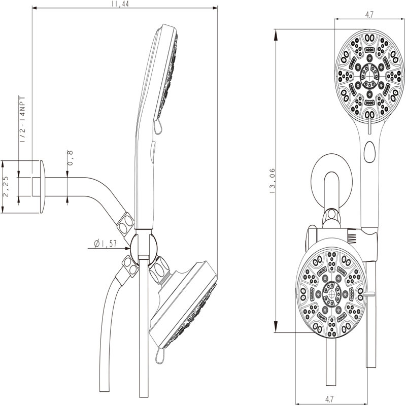 Multi Function Dual Shower Head  Shower System With 4.7" Rain Showerhead, 8Function Hand Shower, Brushed Nickel