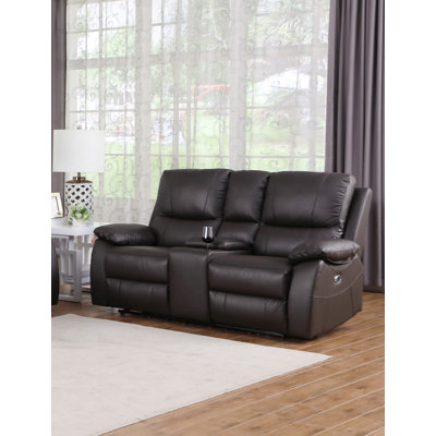 Dewaine 72'' Leather Power Reclining Loveseat
