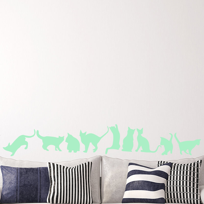 Décalcomanie murale neuf chats