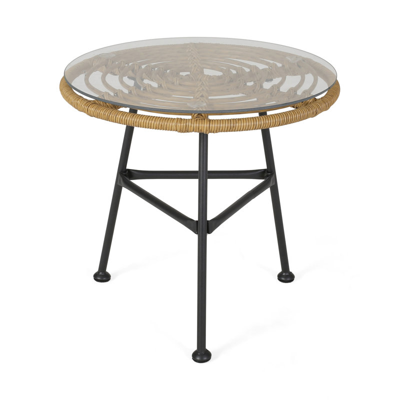 Chic Side Table With Translucent Glass Top Minimalist Tempered And Steel