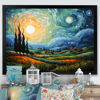 «Vangogh The Swaying Cypress II - Vangogh Wall Art» par Vincent Van Gogh, peinture