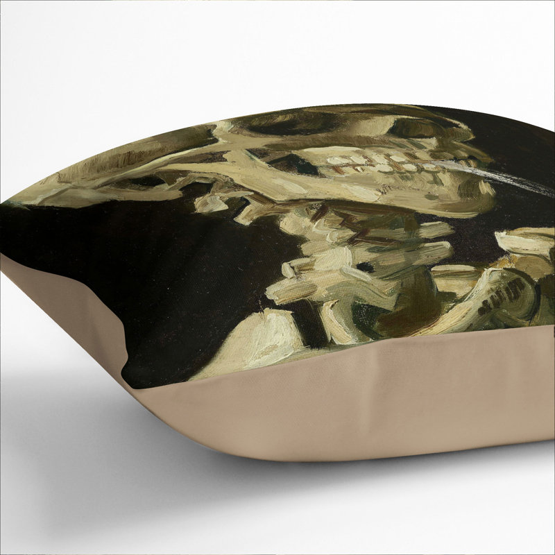 Cigarette with Skull Scatter Cushion, Stone, 40cm H x 40cm W x 15cm D