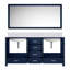 Meuble-lavabo double bleu marine avec comptoir en marbre 70 po L 32 po x H 32 po - matériau en bois, 72 22 P, 22 comptoirs, deux tiroirs pour un rangement organisé-117809727