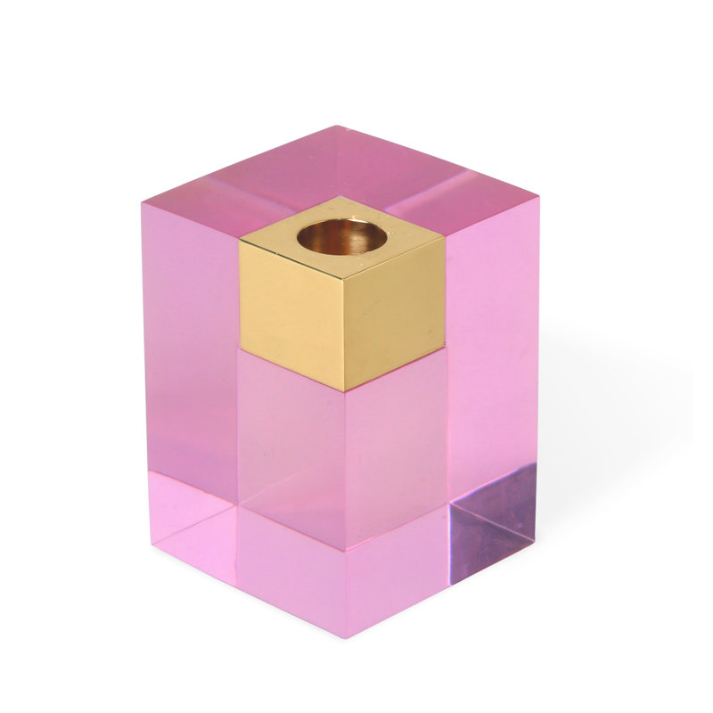 Monte Carlo Candle Holder, Pink, 2.5" H x 3" W x 3" D