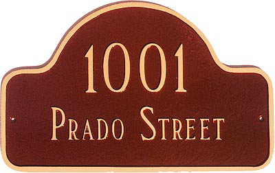 Lexington 2-Line Address Plaque, Brick Red / Gold, Wall