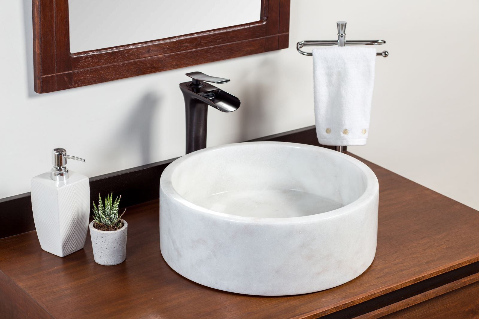 Ordu Round Stone Vessel Bathroom Sink