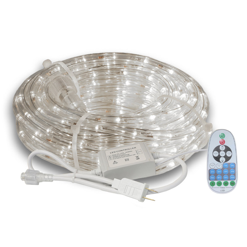 Cordon lumineux 32,8 pi, 120 V enfichable, débrochable, connectable, luminosité réglable, étanche IP65, télécommande avec modes dynamiques et minuterie