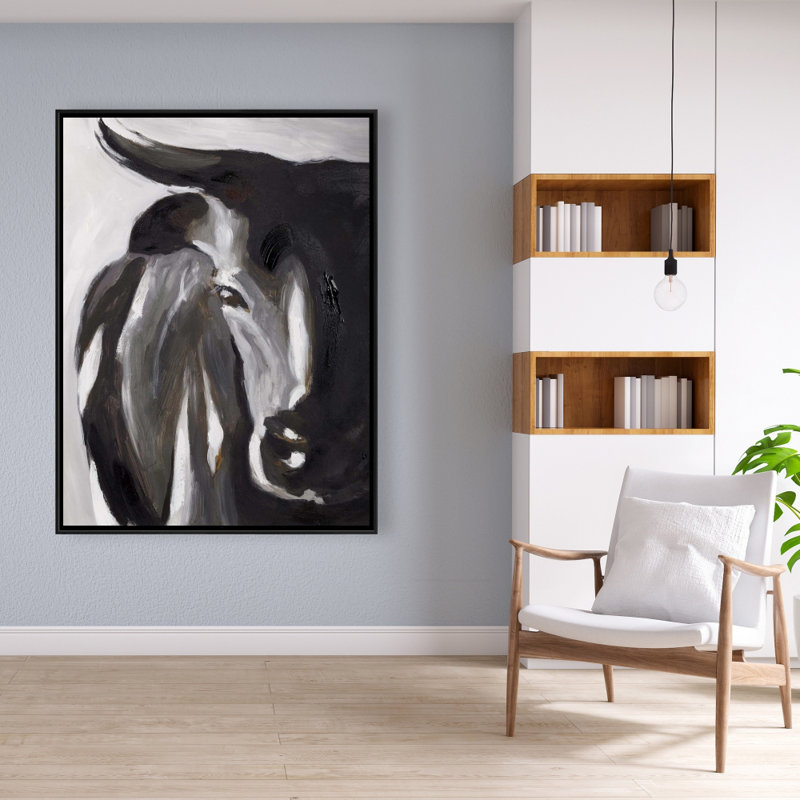 Bull Head Closeup Print On Canvas