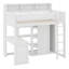 Lit mezzanine en bois avec plusieurs tablettes de rangement et garde-robe-2076286199