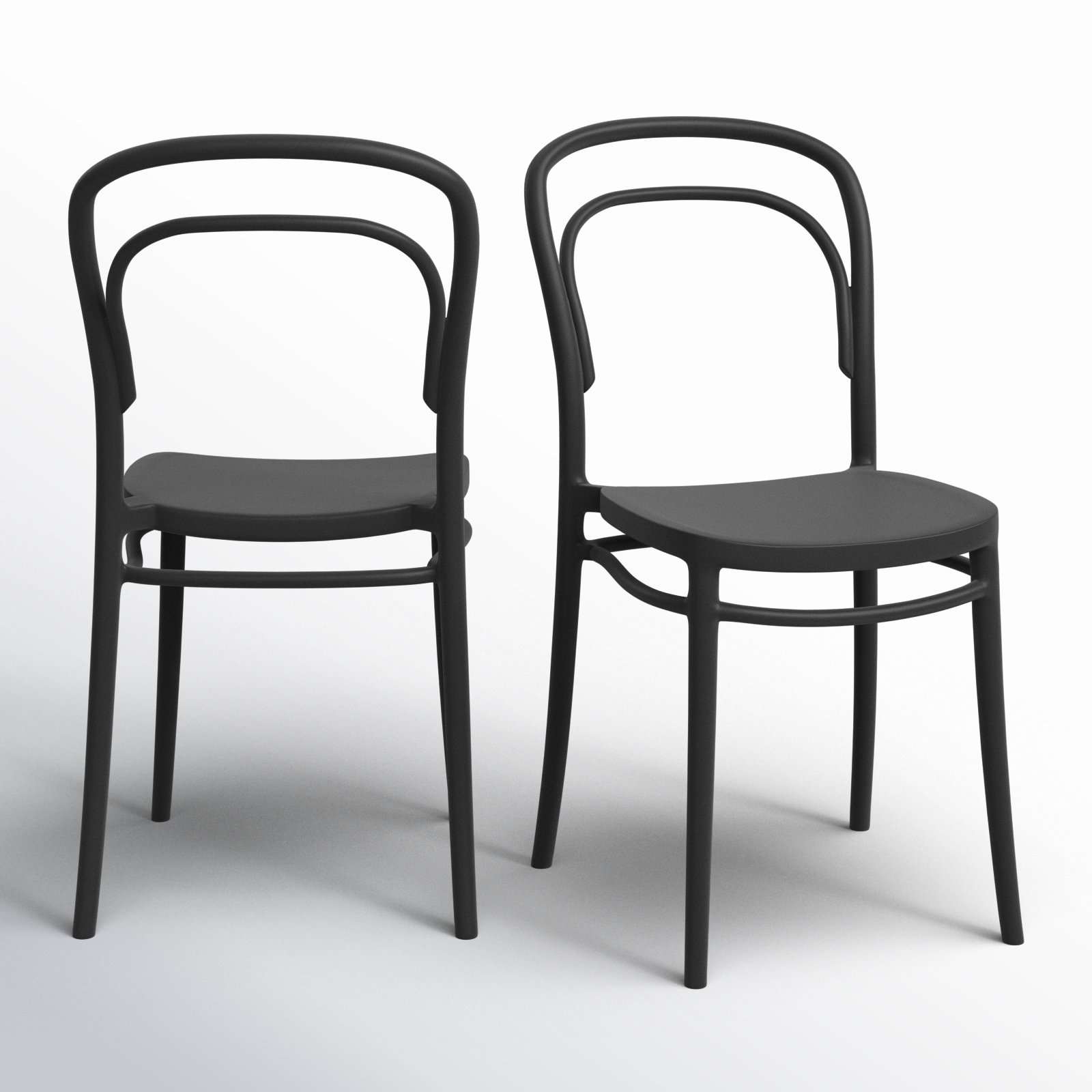 Farrah Stacking Patio Dining Side Chair, Black