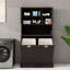 Grande armoire de salle de bain à deux compartiments inclinable avec panier à linge et 2 tablettes réglables - noir