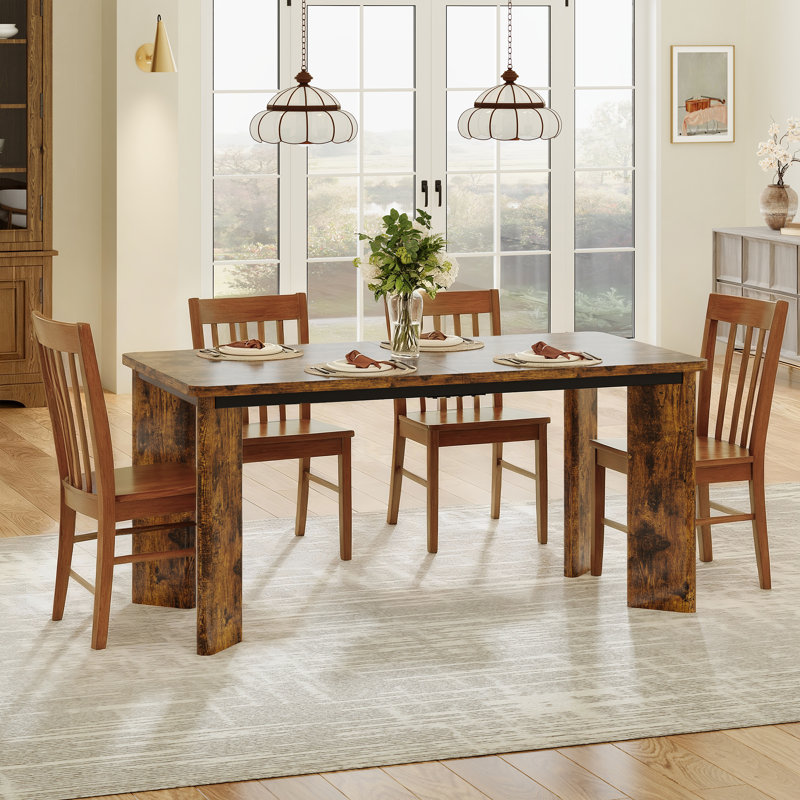 Mid-Century Modern Rectangular Dining Table, Brown