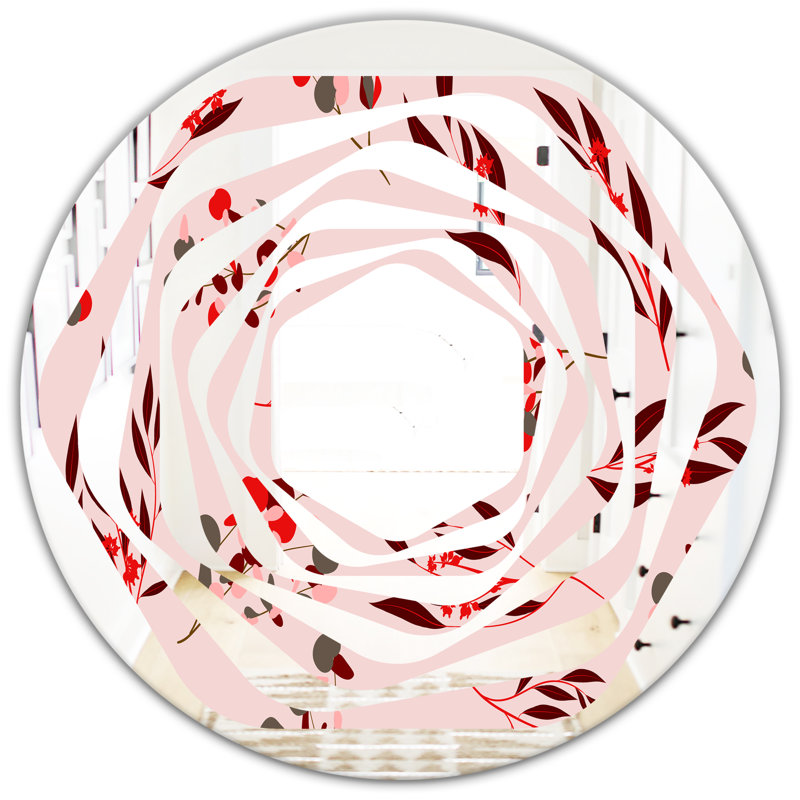 Miroir mural Whirl Coastal, 31,5 po x 31,5 po, Eucalyptus lumineux motif floral II