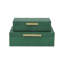 RebekaSet de 2 boîtes de rangement décoratives rectangulaires emboîtables, finition embossée moderne - vert faux chagrin-2059028986