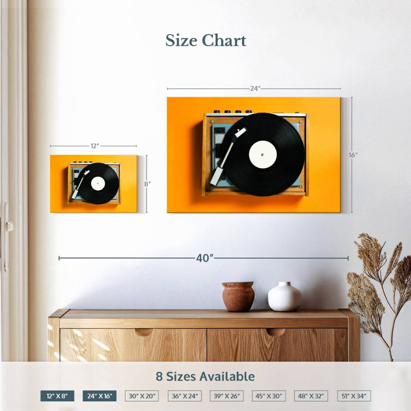 Tourne-disque jaune Abarca, H 16 po x l 24 po