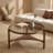 Modern Coffee Table, Walnut Finish, 39.4 x 18.1 x 39.4 inches | 100% Solid Beech Wood Frame, 0.16-inch Thick Tempered Glass Top | Stylish & Durable Design, Perfect for Living Room & Contemporary Spaces-123122366