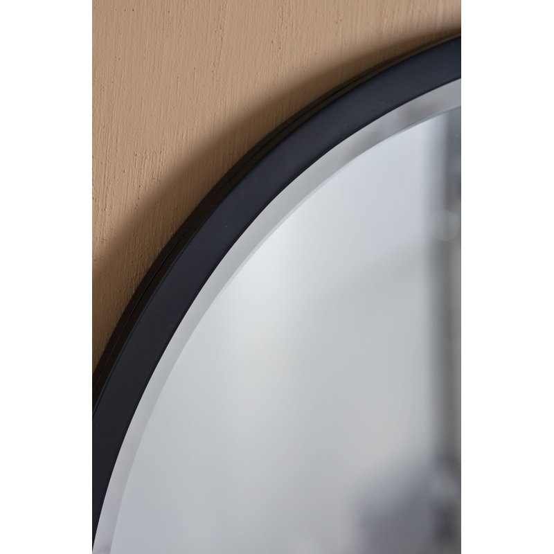 Thora Metal Round Wall Mirror, 80cm H x 80cm W, Higgins Round Mirror Black