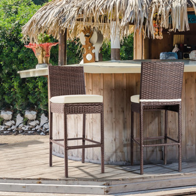 28" Patio Bar Stool with Cushion