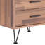 Table rectangulaire à finition noyer avec 2 tiroirs coulissants et pieds en métal