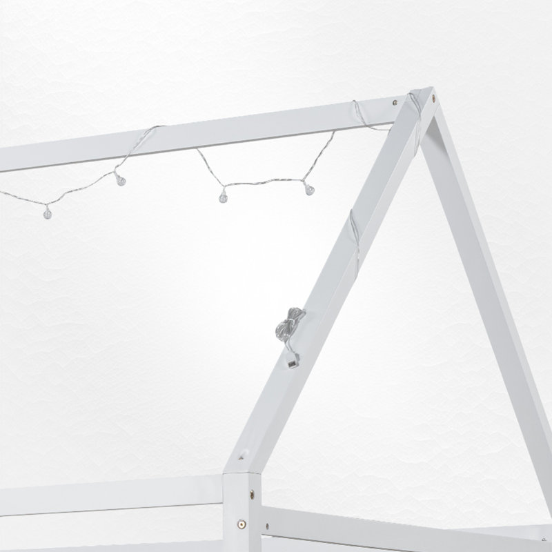 Lit plateforme en bois avec cadre à baldaquin et lumière DEL, Simple