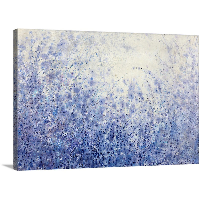 « blue jardin escape », peinture sur toile, H 20 po x l 30 po x P 1,25 po, Toile tendue
