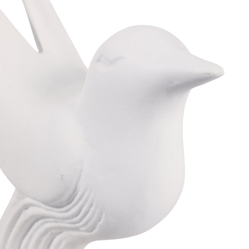Statue d'oiseau Ecomix inspirée de la galerie avec base en marbre pour décor de salon - Décoration sculpturale pour tablette ou décoration intérieure - 11 po, blanc