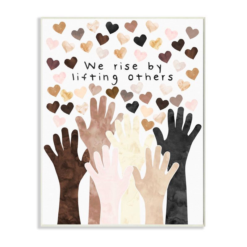 «We Rise» par Lifting d'autres citation «Hands Hearts» par Erica Billups - reproduction d'art, H 19 po x l 13 po x P 1,5 po